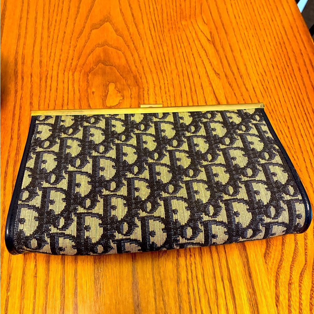 Dior Monogram Black and Tan Clutch